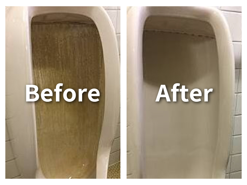 トイレ陶器の頑固な尿石汚れ・シミ取り・美観修復